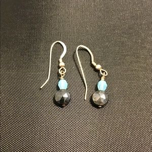 Tungsten and blue crystal earrings
